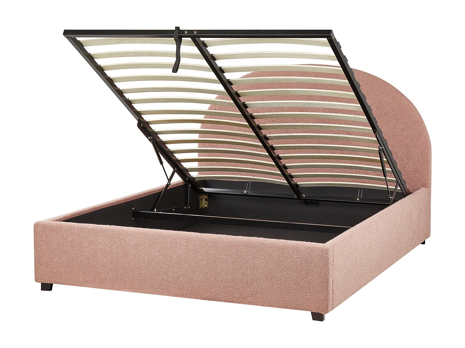 Lit ottoman Bouclé VAUCLUSE 140 x 200 cm Rose pastel