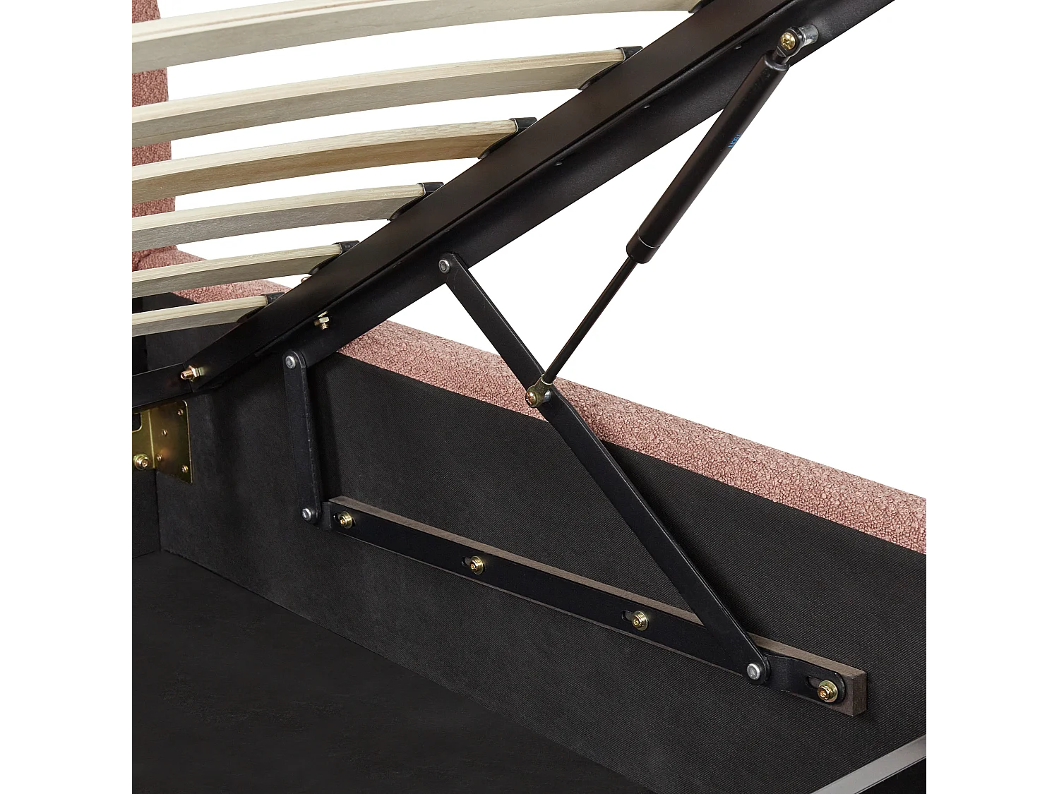 Lit ottoman Bouclé VAUCLUSE 140 x 200 cm Rose pastel