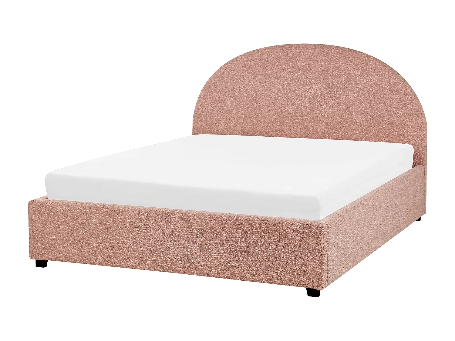 Bett mit Stauraum Bouclé VAUCLUSE 140 x 200 cm Pastellrosa