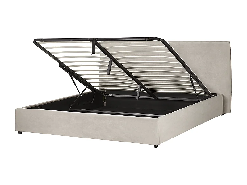Cama con almacenaje Terciopelo LAVAUR 180 x 200 cm Gris pardo