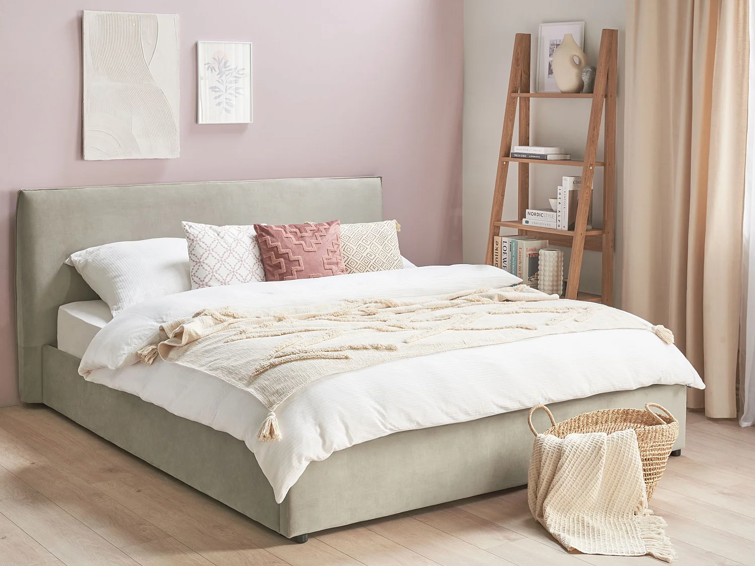 Lit ottoman Velours LAVAUR 180 x 200 cm Taupe