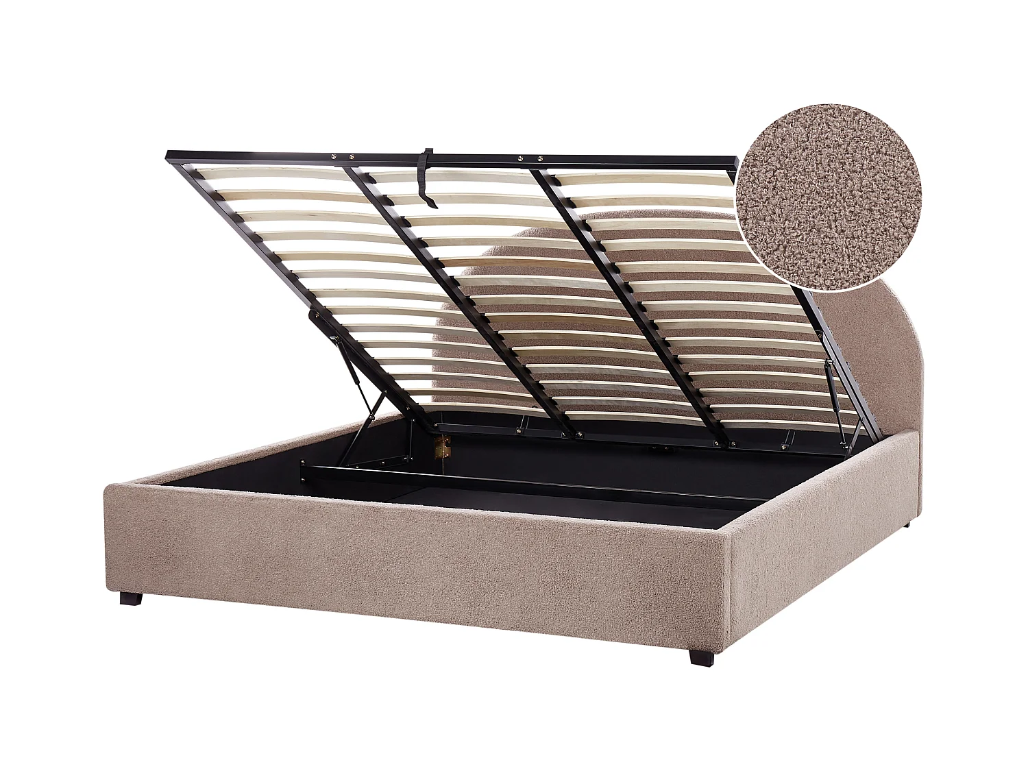 Lit ottoman Bouclé VAUCLUSE 180 x 200 cm Taupe
