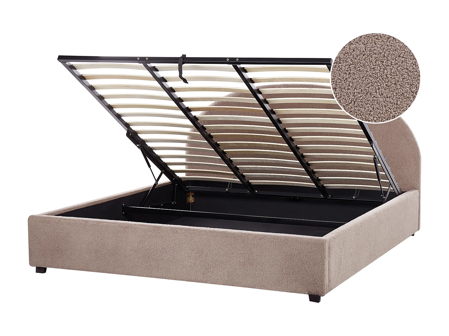 Letto contenitore Bouclé VAUCLUSE 180 x 200 cm Tortora