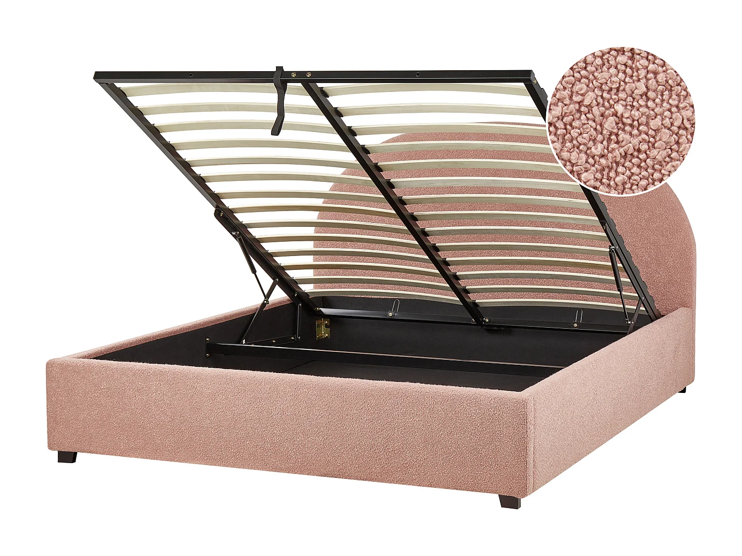 Bed met opbergruimte Bouclé VAUCLUSE 160 x 200 cm Pastelroze