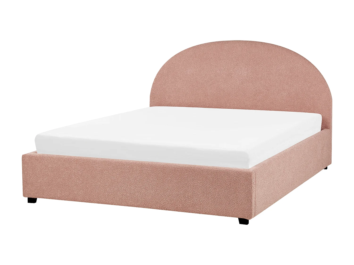 Lit ottoman Bouclé VAUCLUSE 160 x 200 cm Rose pastel