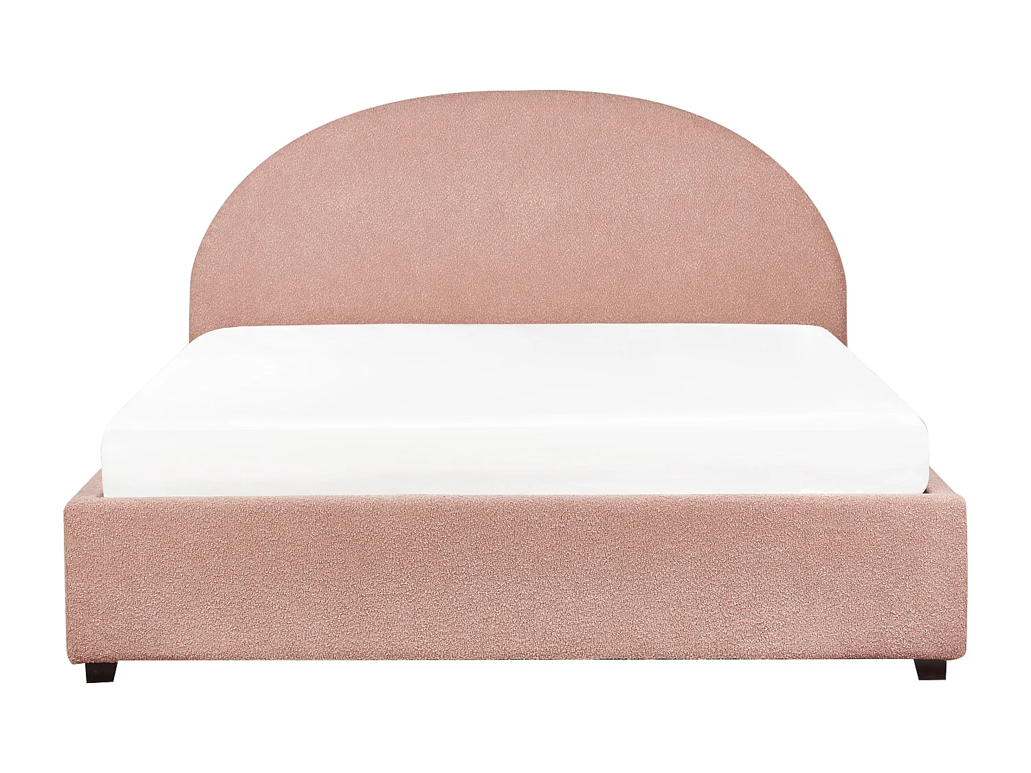 Bett Bouclé rosa mit Kopfteil Bettkasten Lattenrost 160 x 200 cm Retro Vaucluse