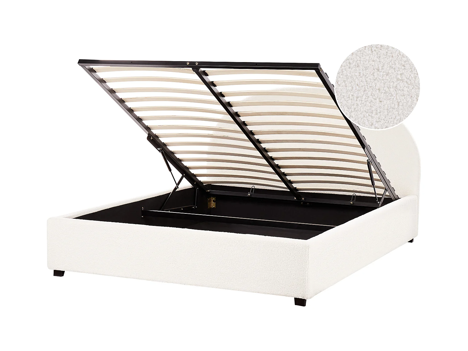 Lit ottoman Bouclé VAUCLUSE 160 x 200 cm Blanc cassé