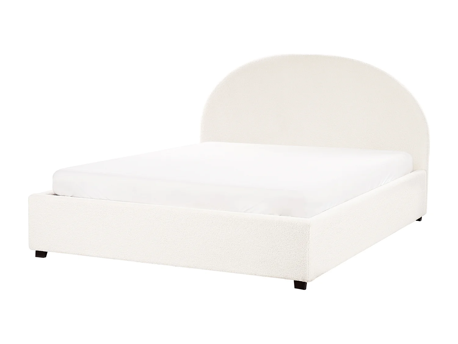 Lit ottoman Bouclé VAUCLUSE 160 x 200 cm Blanc cassé