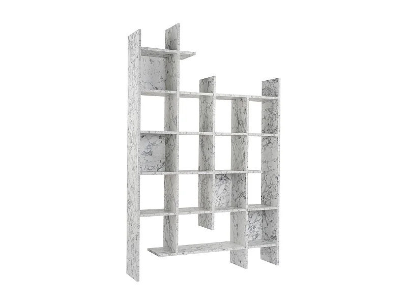 Regał na książki – 122 cm x 188 cm x 25,5 cm – Marmur Carrara – Płyta wiórowa pokryta melaminą