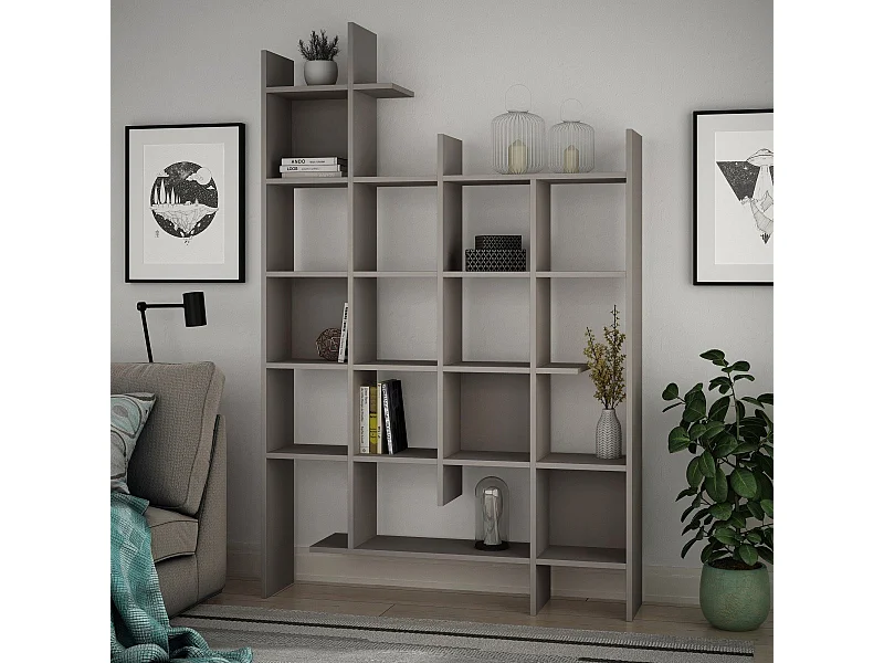 Regał na książki – 122 cm x 188 cm x 25,5 cm – Jasna Mocha – Płyta wiórowa pokryta melaminą