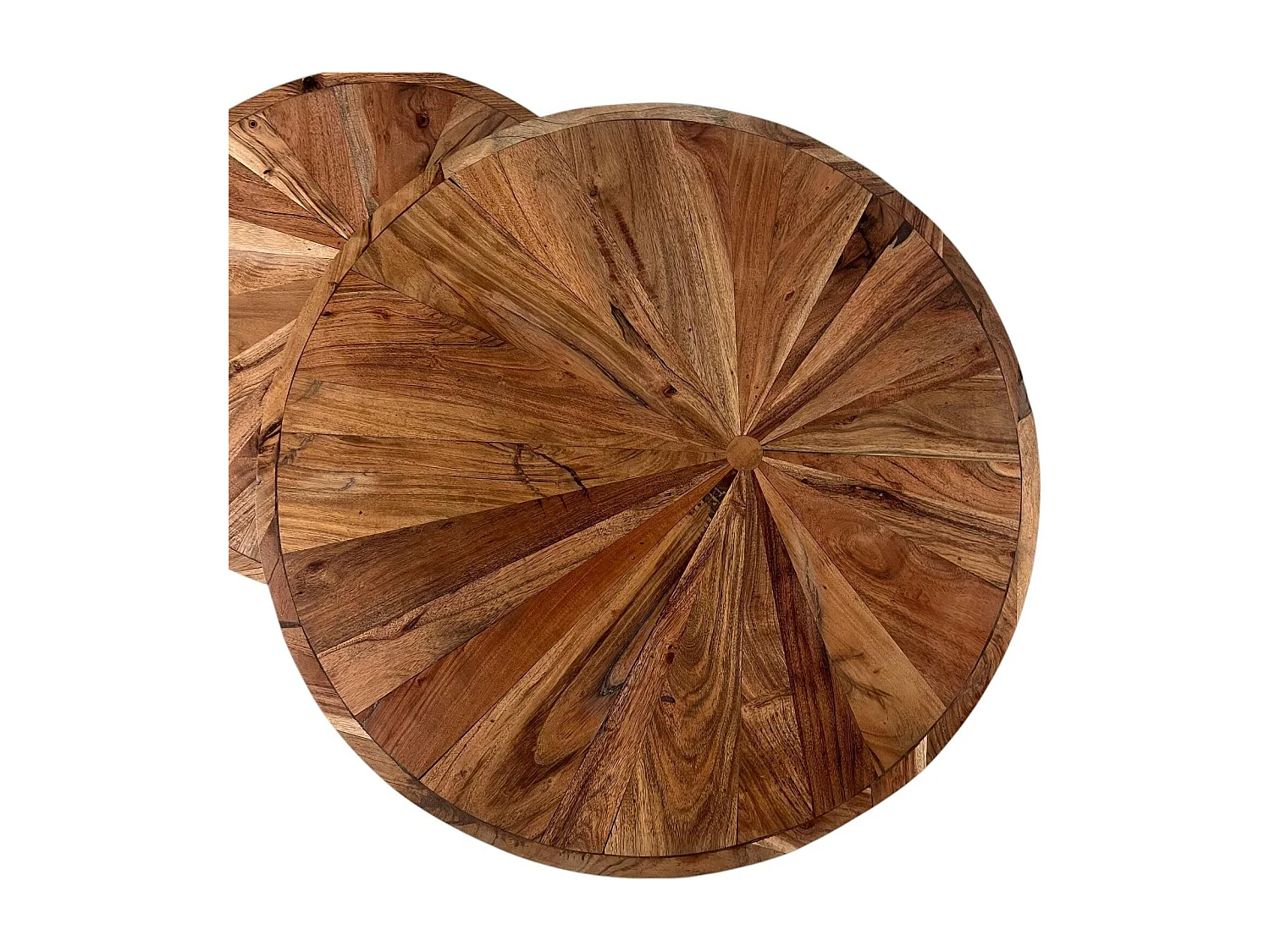 Table de salon gigogne acacia motif rosace (lot de 2)