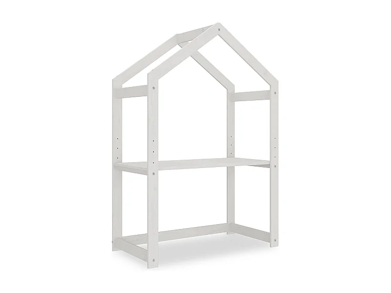 Bureau cabane enfant réglable LIA Montessori en bois massif blanc, plateau évolutif en hauteur qui s'adapte à la croissance