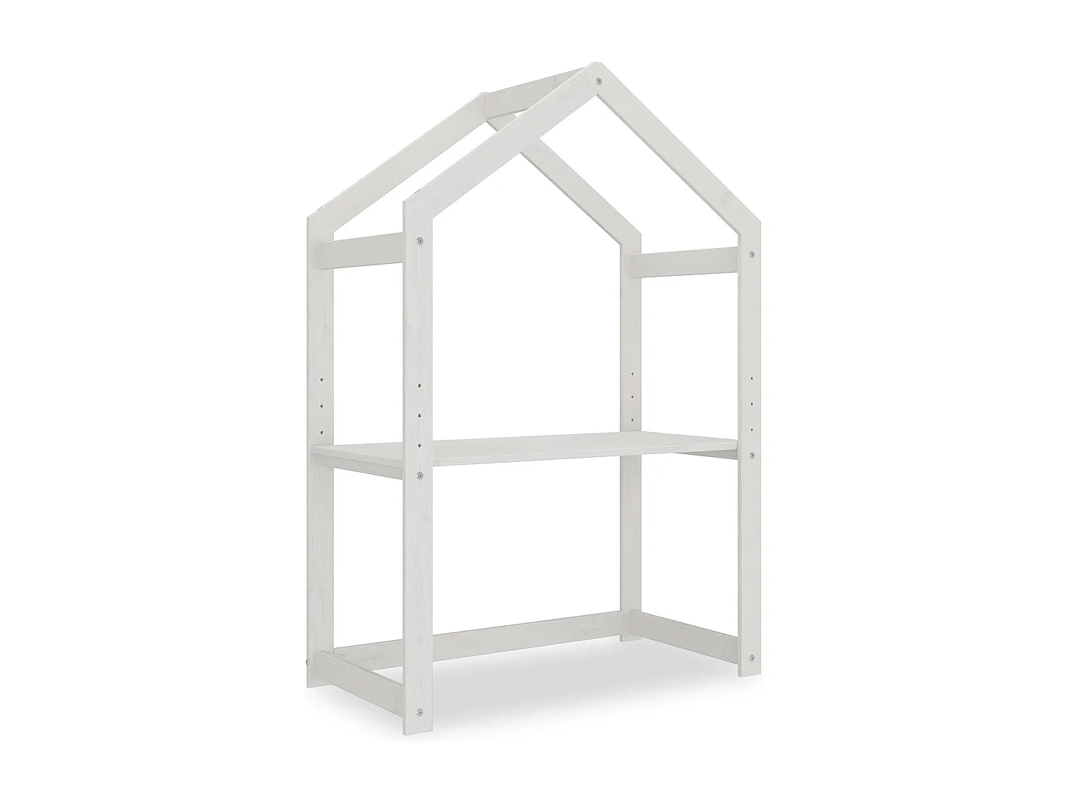 Bureau cabane enfant réglable LIA Montessori en bois massif blanc, plateau évolutif en hauteur qui s'adapte à la croissance