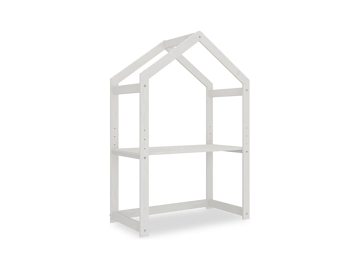 Bureau cabane enfant réglable LIA Montessori en bois massif blanc, plateau évolutif en hauteur qui s'adapte à la croissance