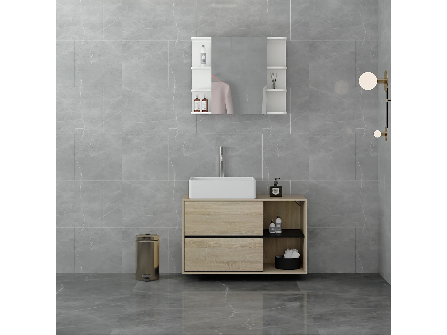 Set de meubles de salle de bains Armoire de salle de bains Table de toilette Arm