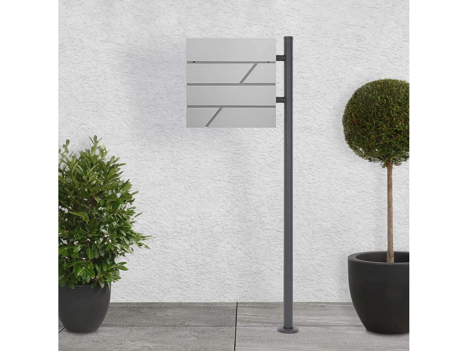 Boîte aux Lettres Gris Clair sur Pied avec Compartiment à Journaux, Pied Indépendant