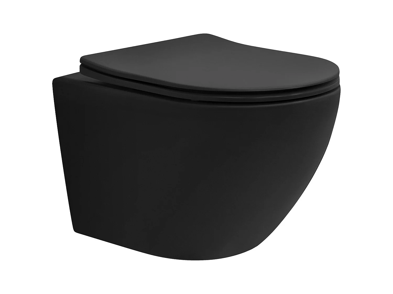 WC Suspendu sans Rebord, Court, Noir Mat, 49cm, Chasse d'Eau Tornade, en Céramique