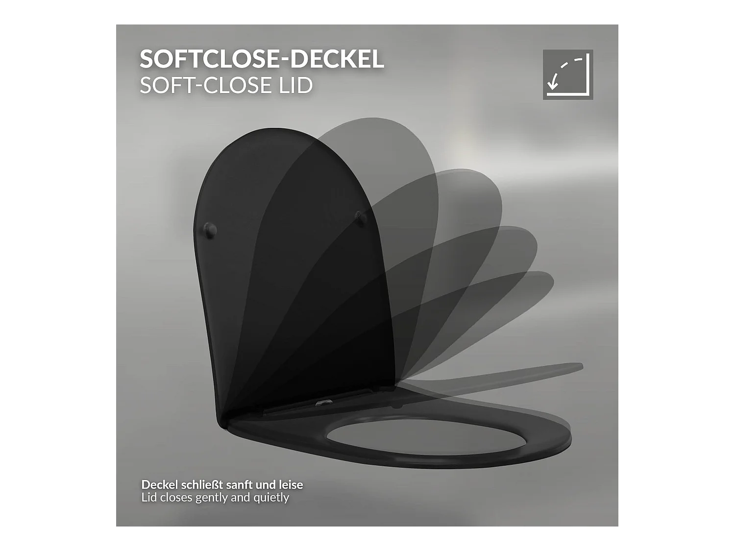 WC Suspendu sans Rebord, Court, Noir Mat, 49cm, Chasse d'Eau Tornade, en Céramique