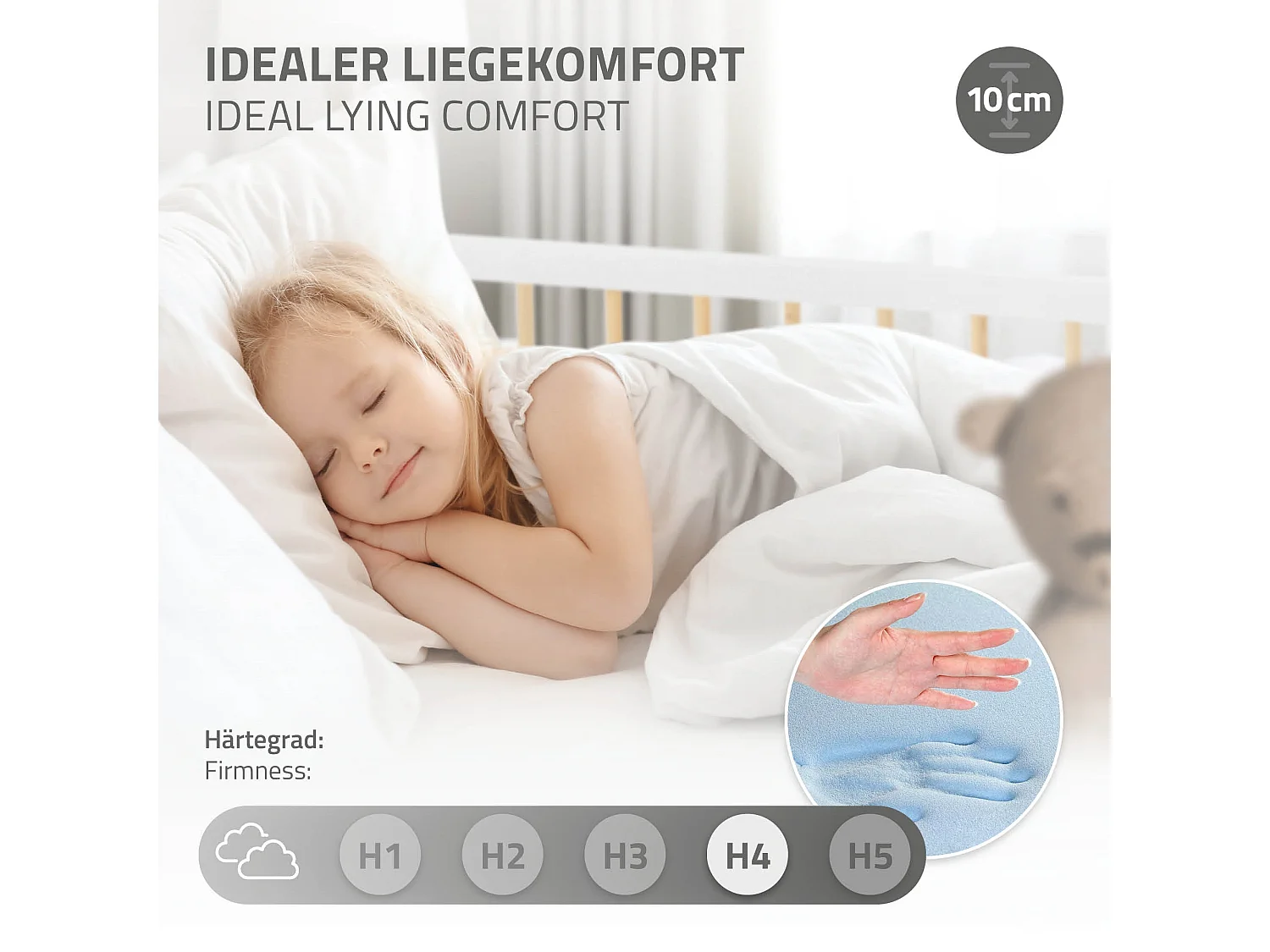 Lit d'enfant 80x160cm blanc-nature simple cadre de lit avec matelas en bois de pin avec sommier à lattes protection contre chutes matériel de montage