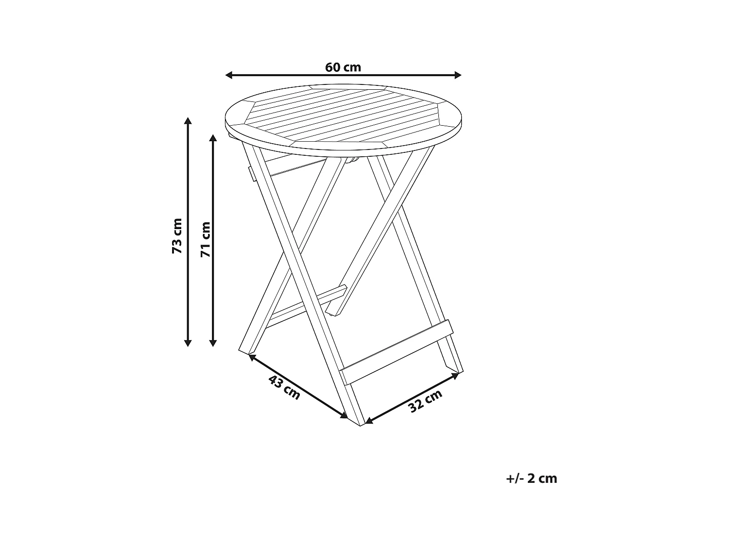 Gartentisch Akazienholz braun klappbar klein rund ø 60 cm Prossedi