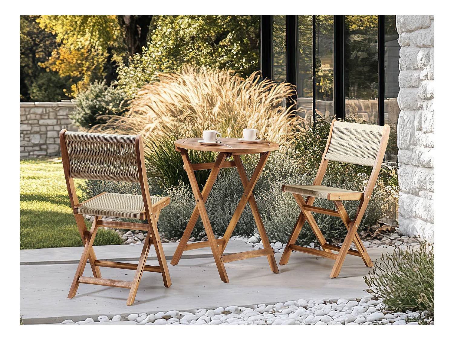 Stolik bistro PROSSEDI 60 cm 60 cm Drewno akacjowe Brązowy