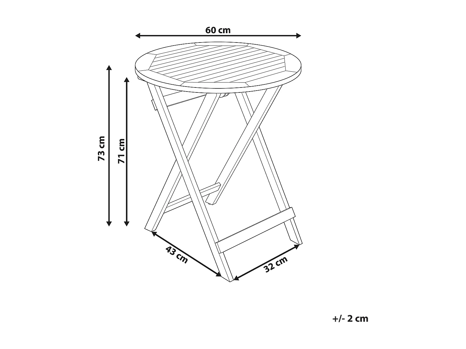 Table bistrot PROSSEDI 60 cm 60 cm Acacia Marron