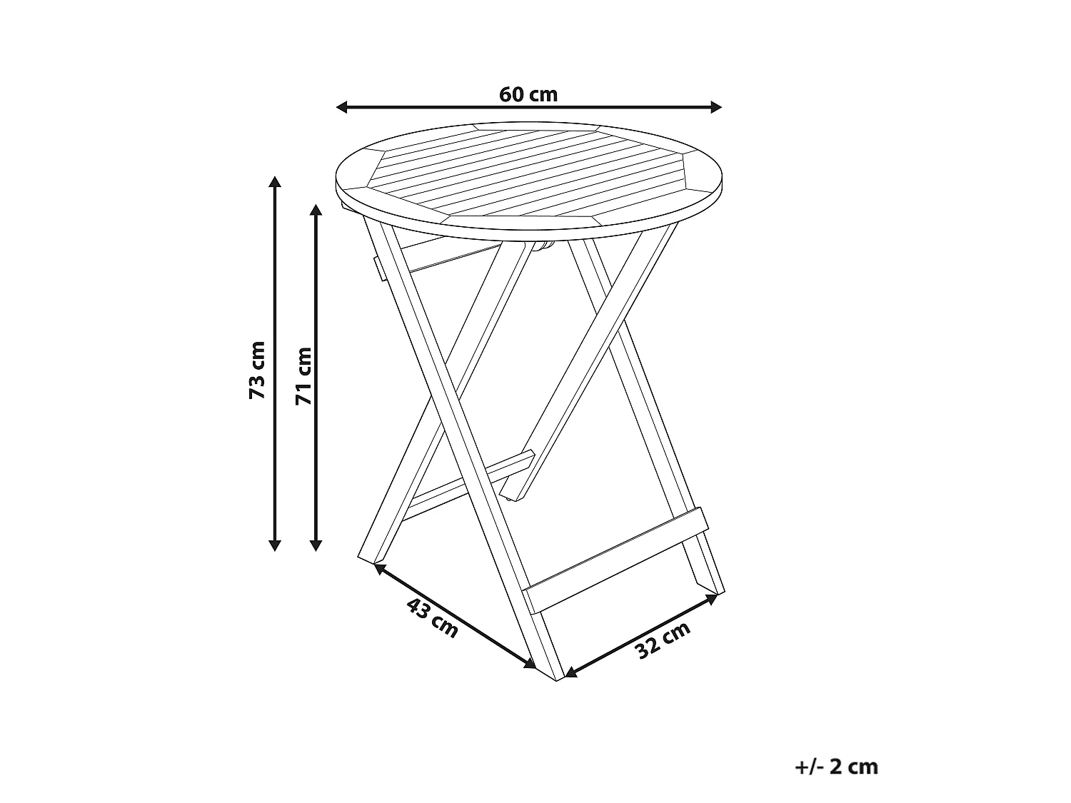 Outdoor Bistrotisch PROSSEDI 60 cm 60 cm Akazienholz Braun