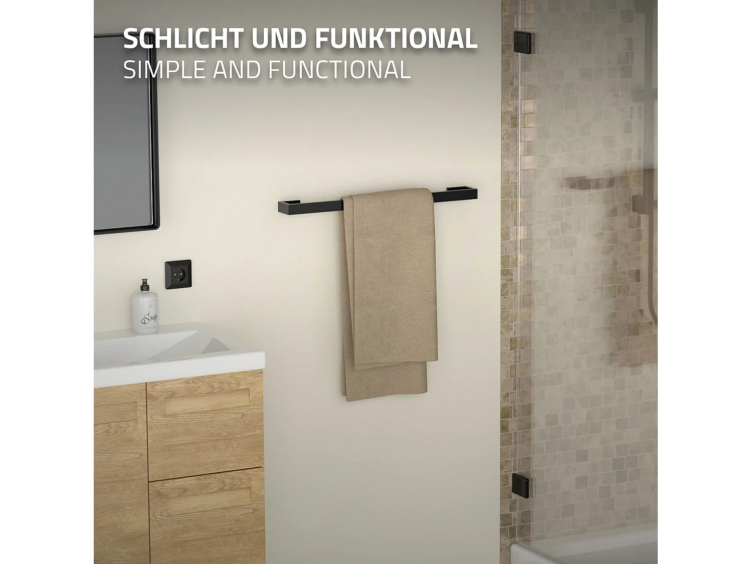 Porte-serviettes salle de bain support en acier autocollant sans percer 62cm