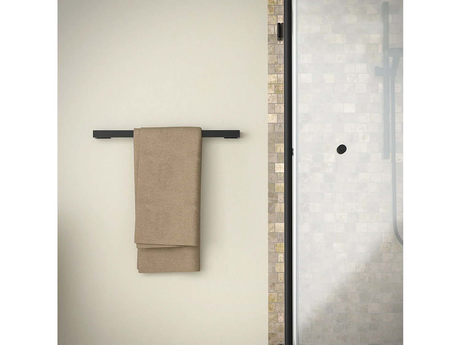 Porte-serviettes salle de bain support en acier autocollant sans percer 62cm