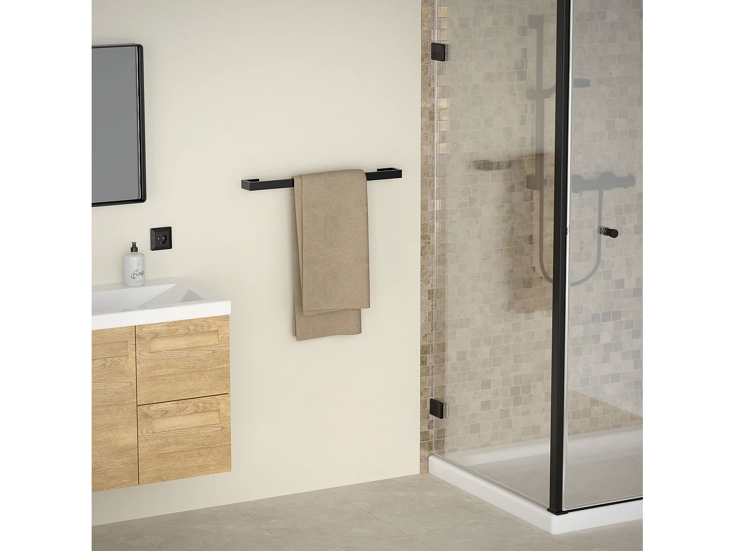 Porta asciugamani 62cm argento acciaio da appendere bagno cucina porta salviette