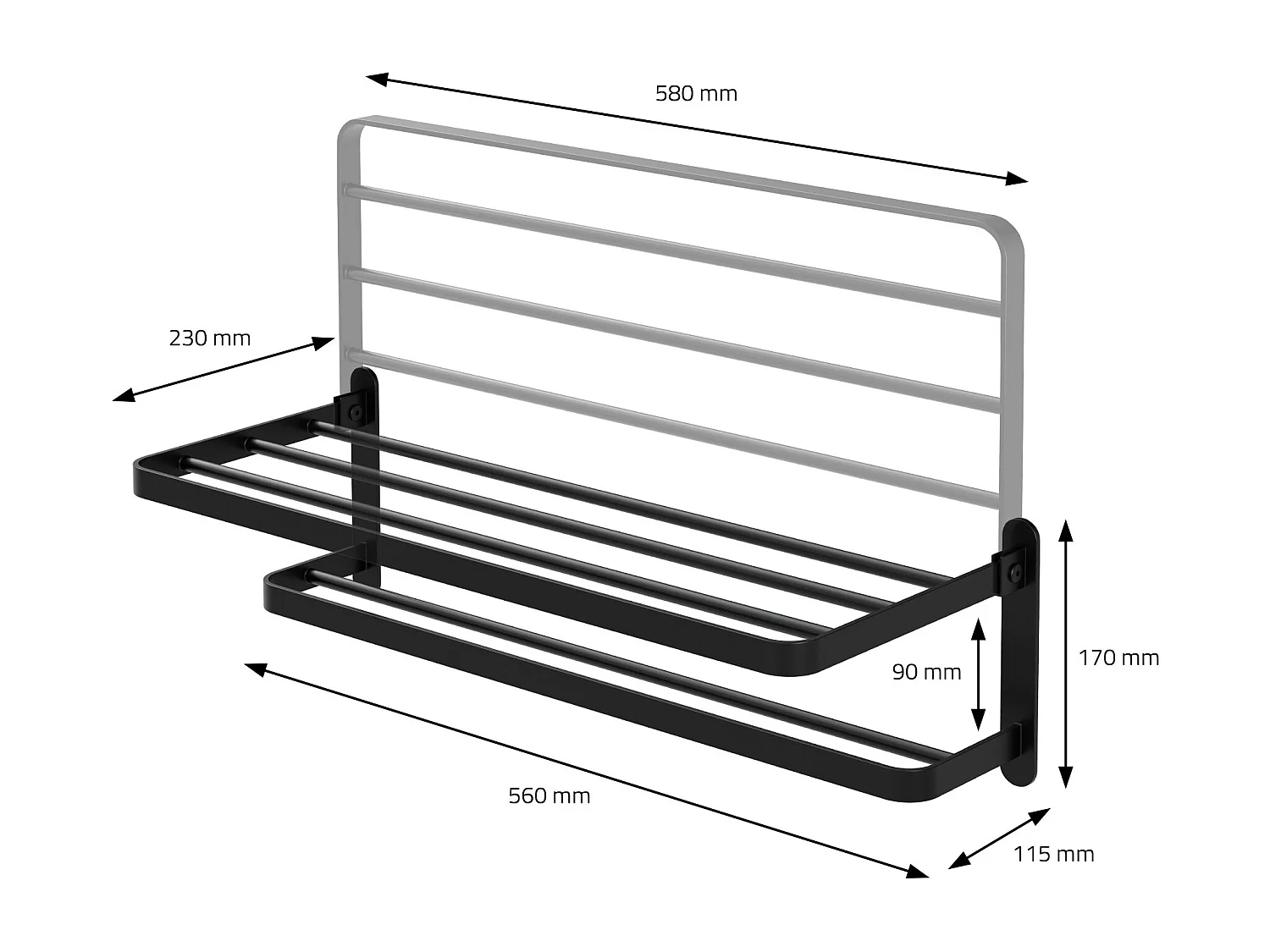 Porte-serviettes salle de bain barre métallique autocollante sans percer 58 cm