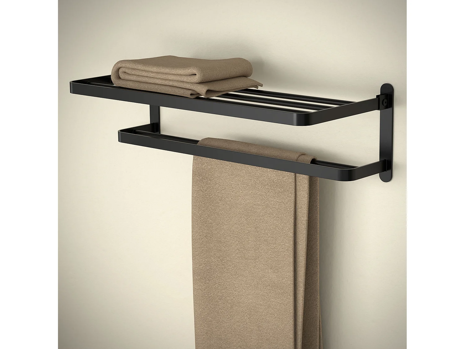 Porte-serviettes salle de bain barre métallique autocollante sans percer 58 cm