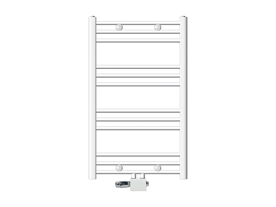 Calentador de toallas no eléctrico Sahara, 600 x 800 mm, blanco, conexión central