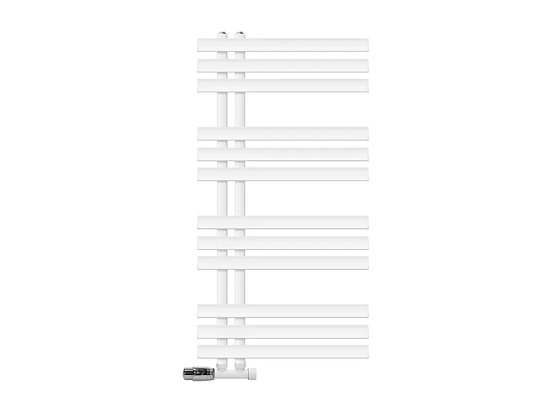 Radiateur de Salle de Bain Iron EM 500x1000 mm Blanc Raccord Central au Bas avec Garniture