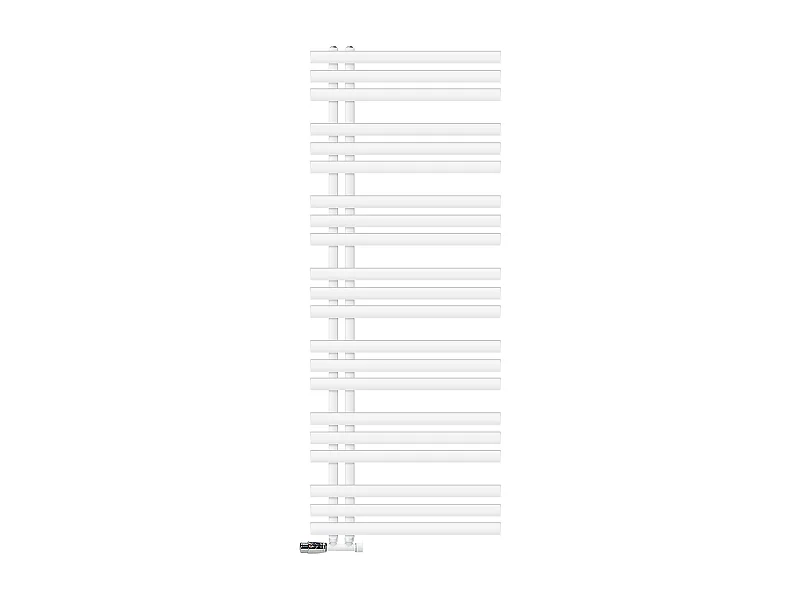 Radiateur de Salle de Bain Iron EM 600x1600 mm Blanc Raccord Central au Bas avec Garniture