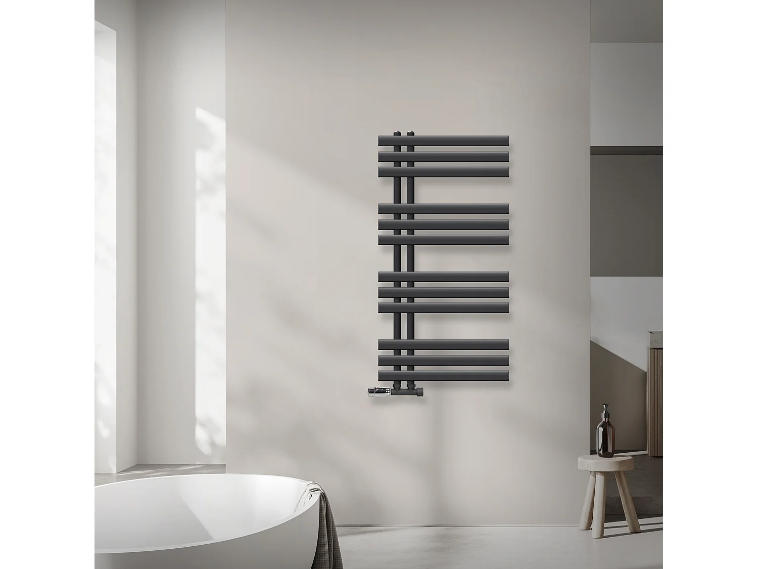 Radiateur de Salle de Bain Iron EM 500x1000 mm Anthracite Raccord Central au Bas