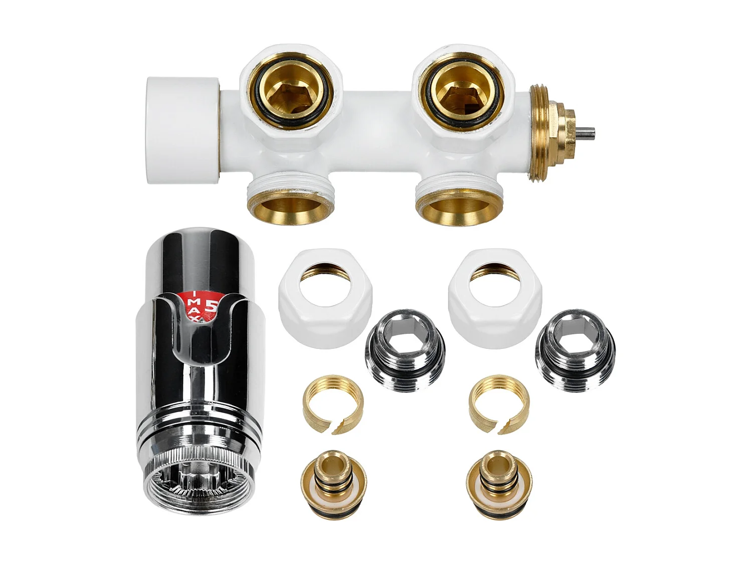 Radiatore da bagno, 300 x 1800 mm, bianco, dritto con attacco centrale