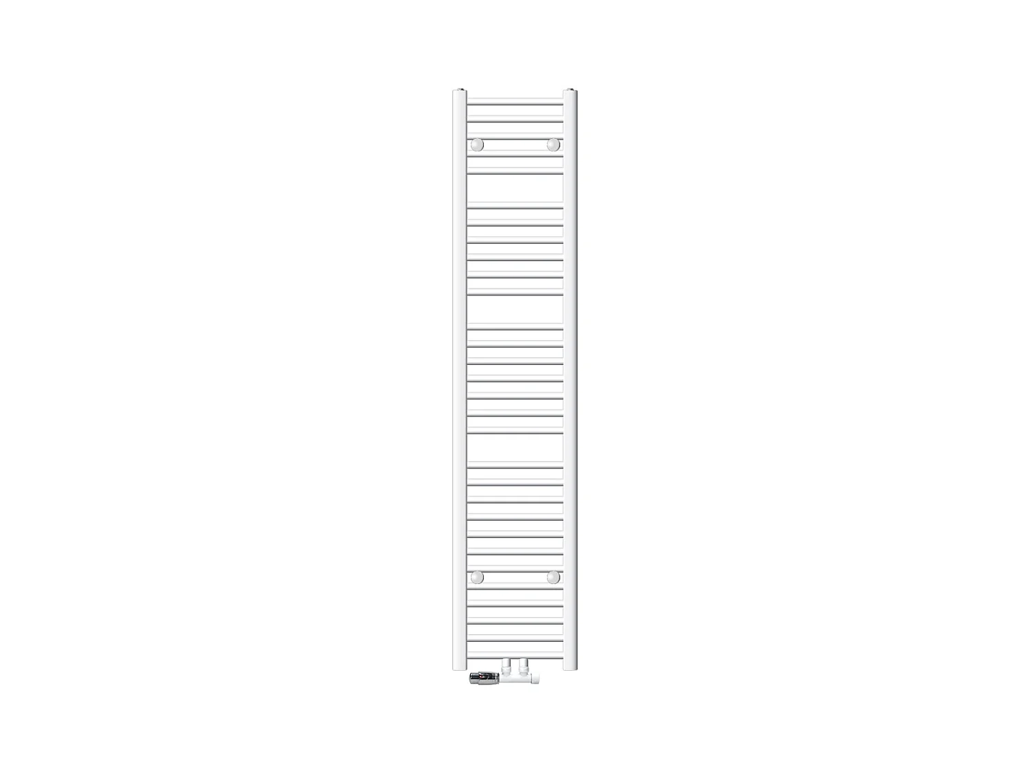 Radiateur de Salle de Bain, 300 x 1800 mm, Blanc, Droit avec Raccordement Central