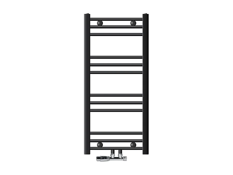 Radiateur Salle de Bain 400x800 mm Anthracite Courbé Raccord Central au Bas avec Garniture