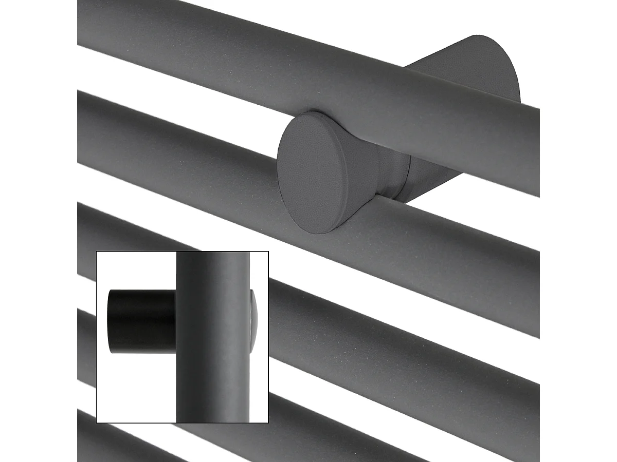 Radiateur Salle de Bain 400x800 mm Anthracite Courbé Raccord Central au Bas avec Garniture