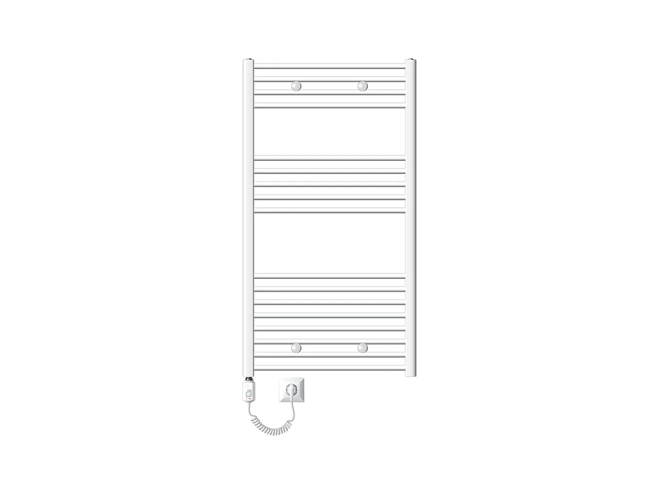 Radiateur avec Élément Chauffant Électrique 1200W, 750 x 1200 mm, Blanc, Connexion Latéral