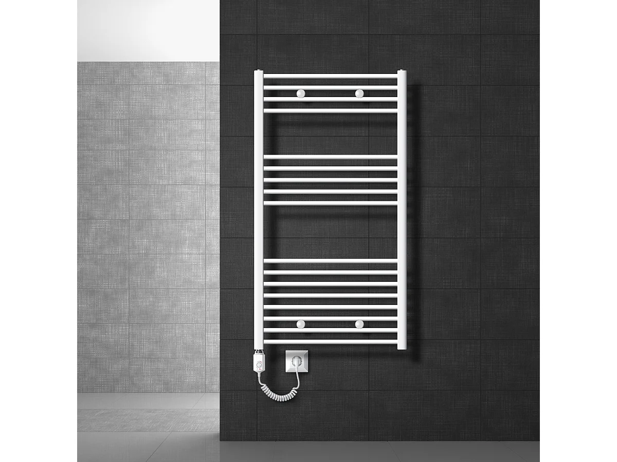 Radiateur avec Élément Chauffant Électrique 1200W, 750 x 1200 mm, Blanc, Connexion Latéral