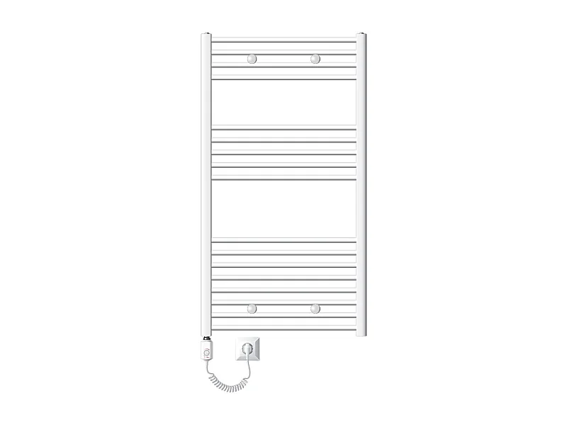 Radiatore con elemento riscaldante elettrico 1200W, 750 x 1200 mm, bianco, attacco laterale