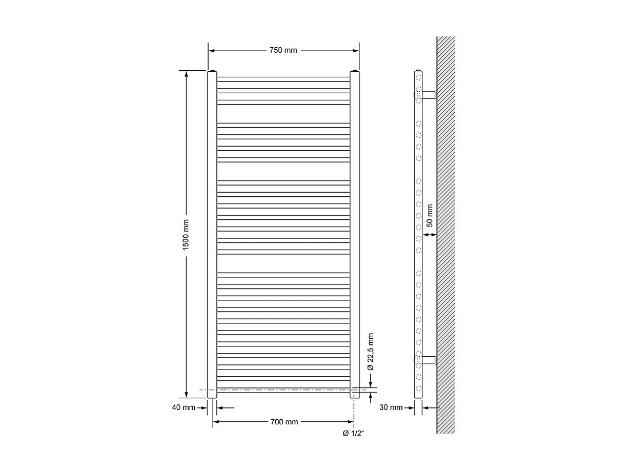 Radiador de diseño eléctrico Electric antracita con elemento calefactor cromado 900W