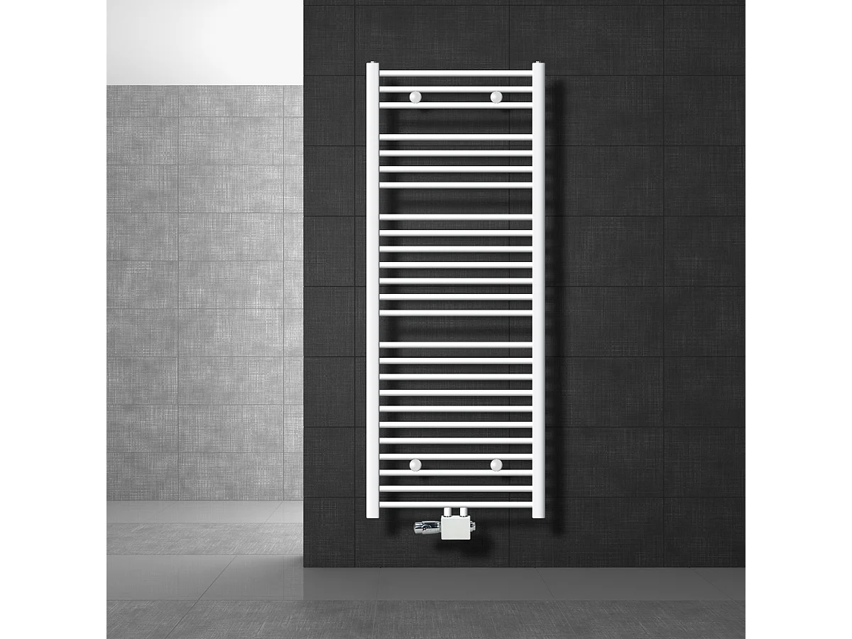 Radiatore di design Sahara non elettrico, 600 x 1500 mm, bianco, attacco centrale, con kit