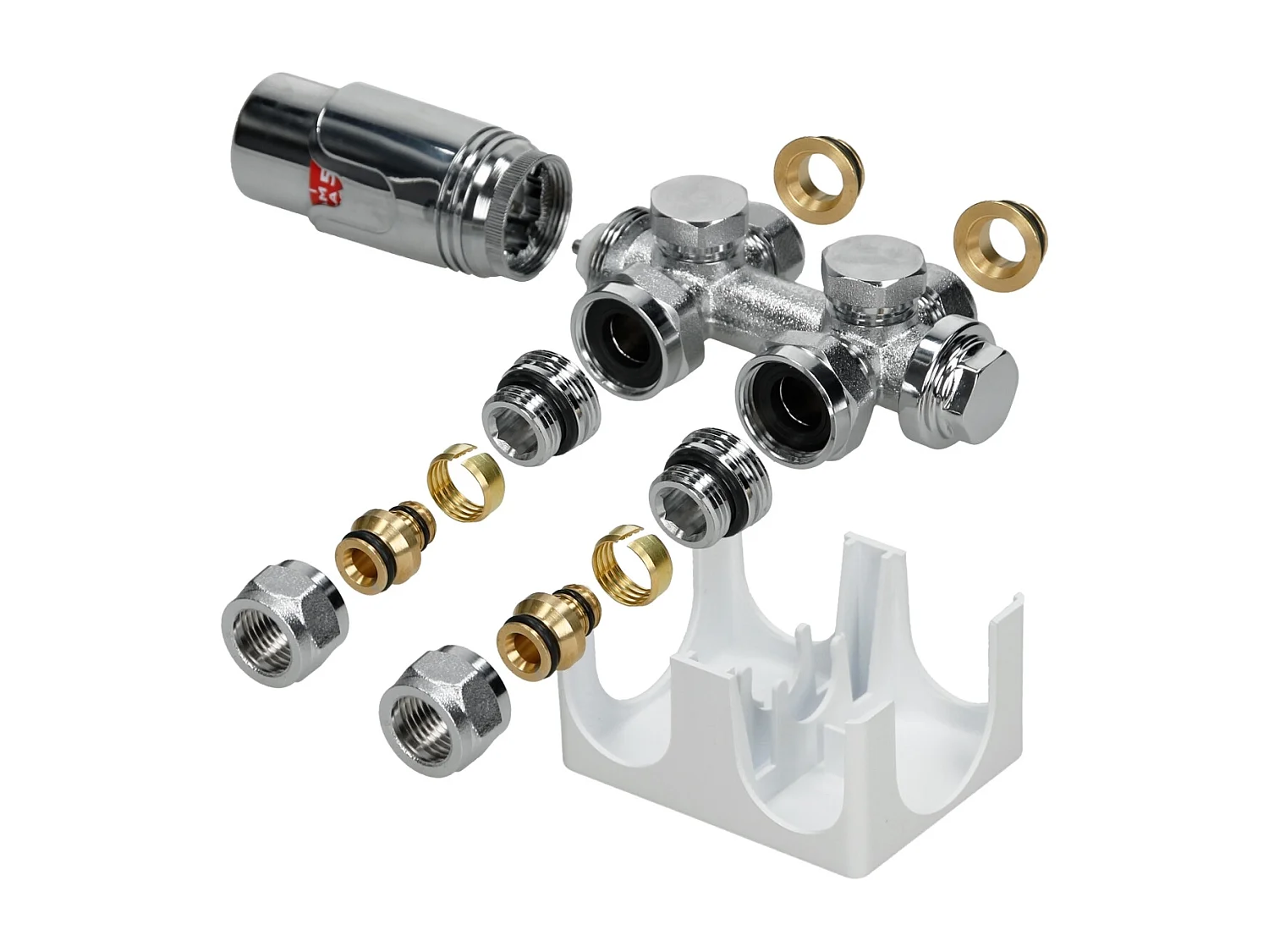 Radiatore da Bagno con Attacco Centrale 300x1400 mm, Bianco Dritto con Termostato