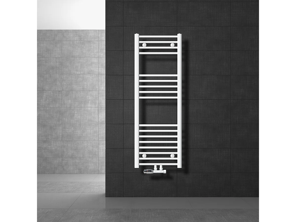 Sèche-Serviettes Sahara Non Electrique, 400 x 1200 mm -Blanc -Connexion Central