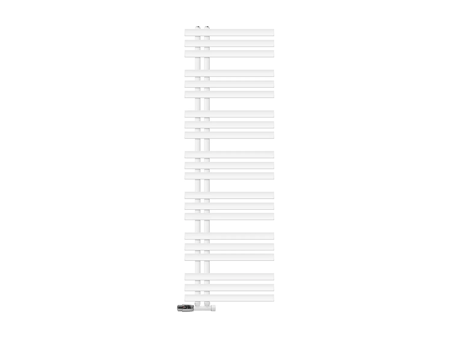 Radiateur de Salle de Bain Iron EM 500x1600 mm Blanc Raccord Central au Bas avec Garniture