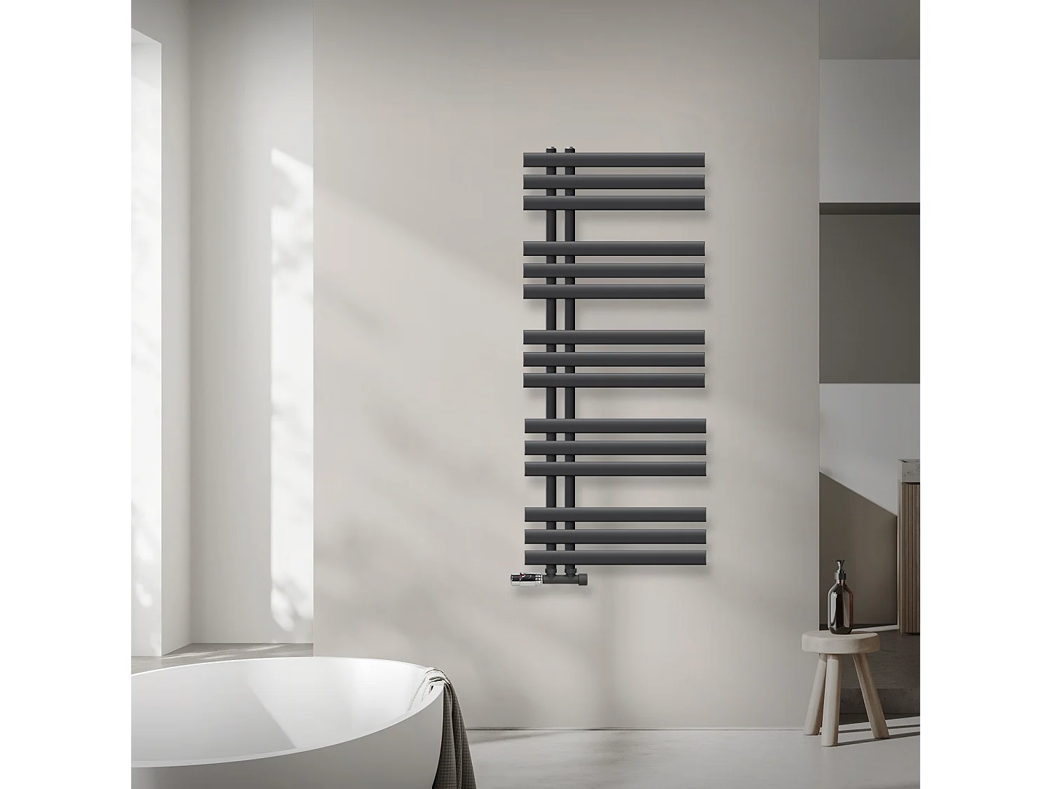 Radiateur de Salle de Bain Iron EM 500x1200 mm Anthracite Raccord Central au Bas