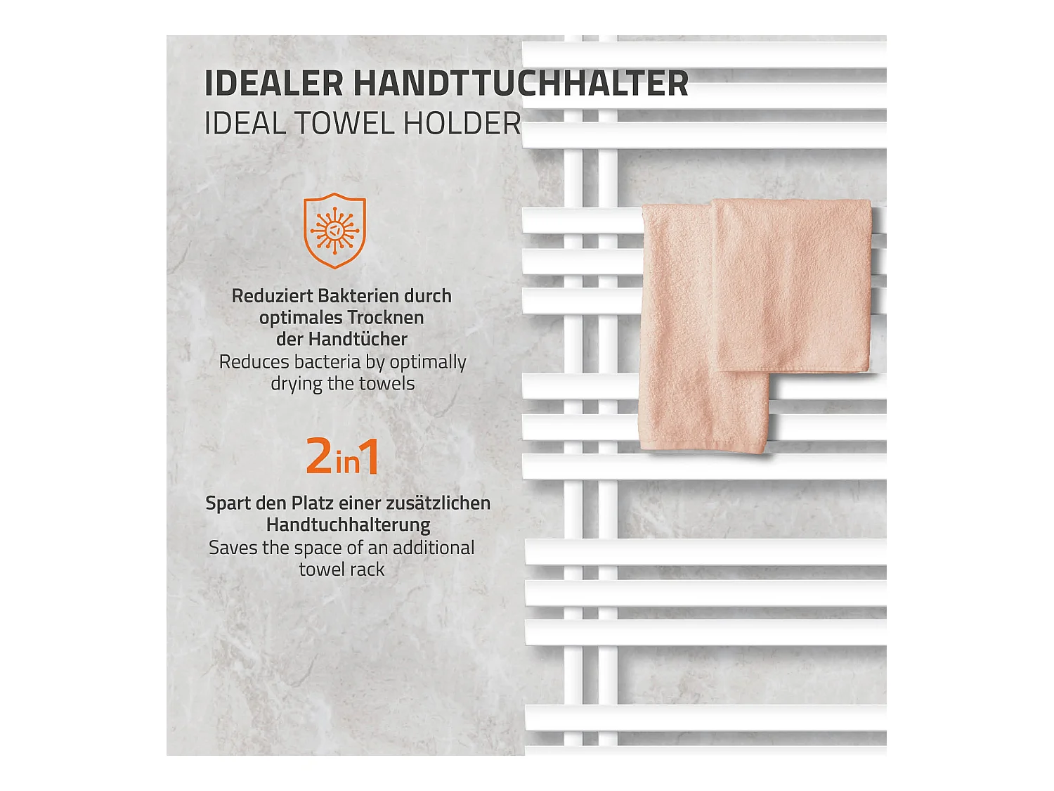 Radiatore elettrico Iron EM Design con resistenza 900 W, 500 x 1400 mm, bianco